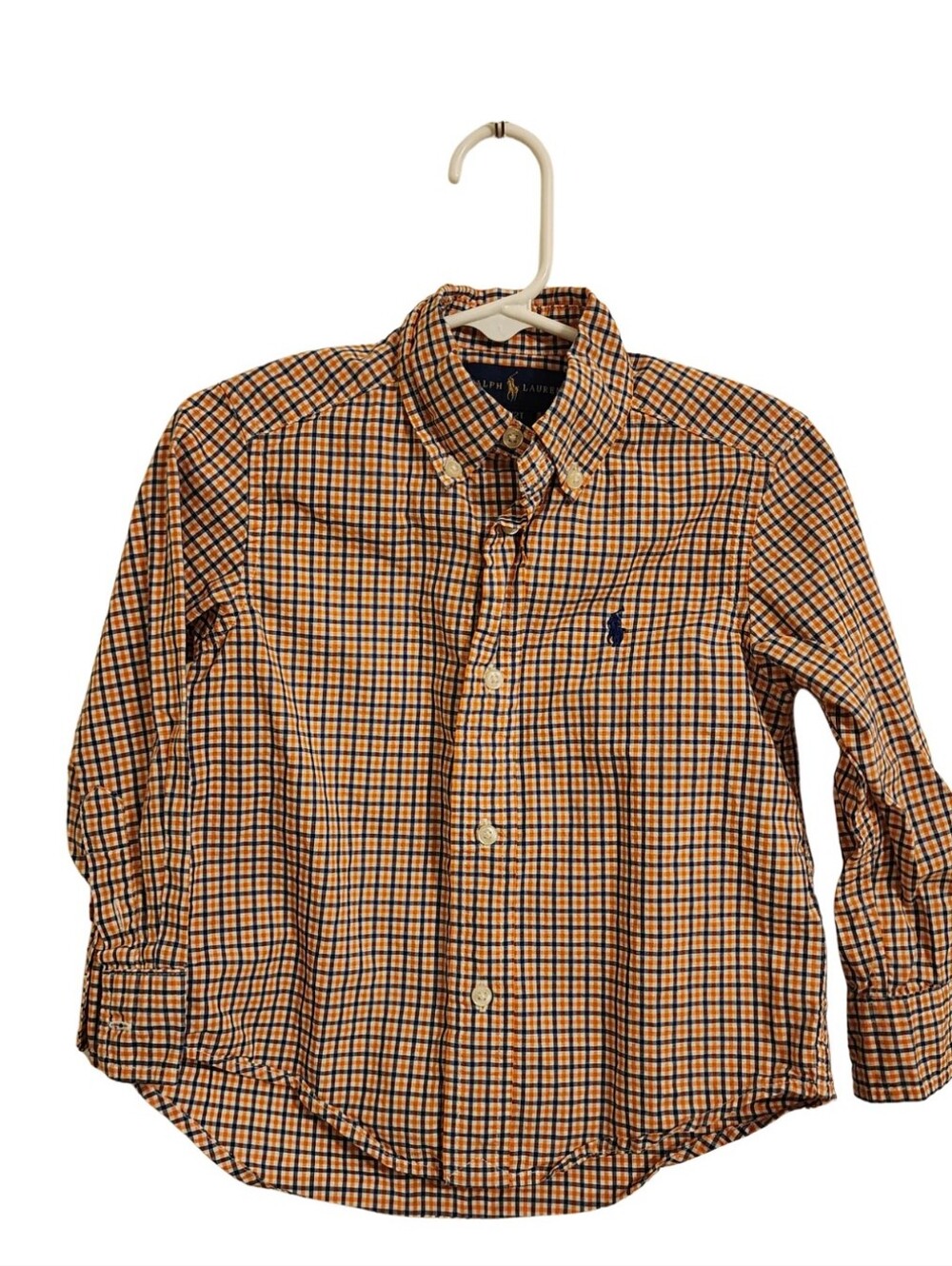 Ralph Lauren Boys 2T Blue Plaid Long Sleeve Button Down
